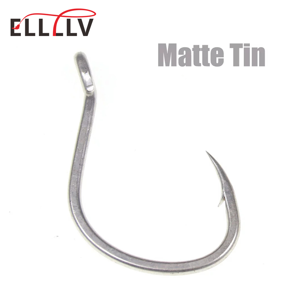 Fishing Hook Offset - 10pcs 무광택 주석 녹슬지 않는 바닷물