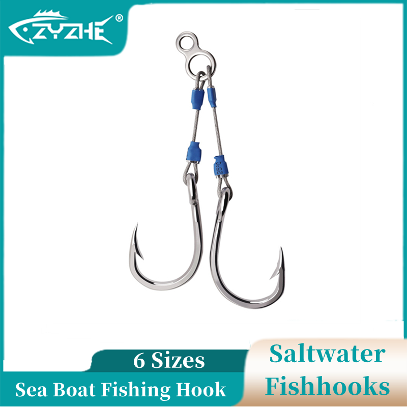 Fishing Hook Assortment - ZYZHE 스틸 와이어 지그 어시스트 훅