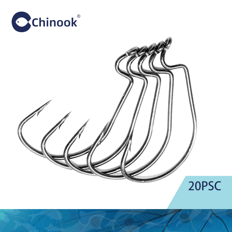 Fishing Hook Offset - 치누크 20개입 와이드 웜 텍산 훅