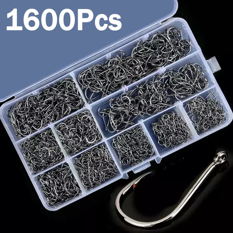 Fishing Hook Assortment - 50-1600개/박스 낚시 바늘 탄소강 강력하고 날카로운