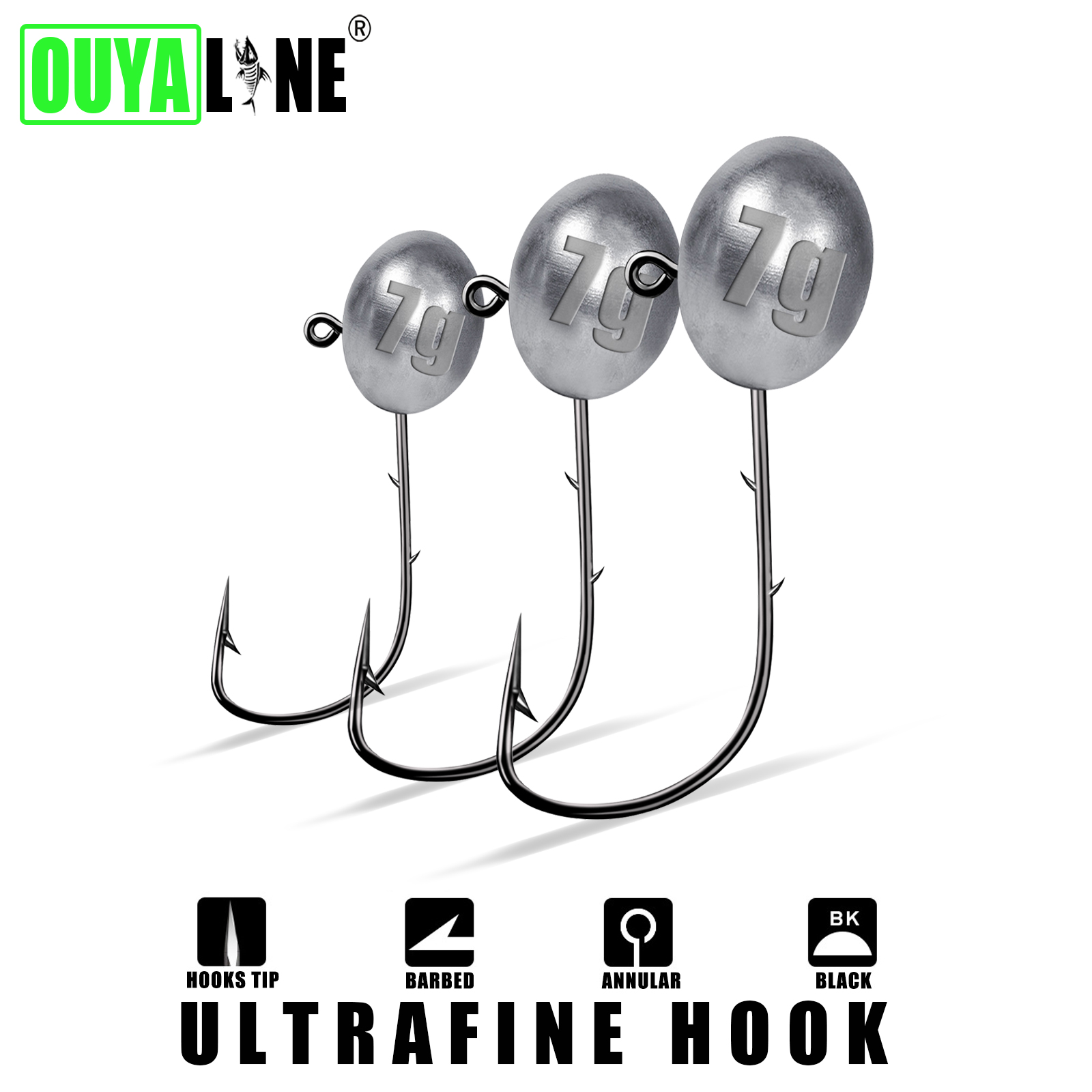 Fishing Hook Offset - 지그 헤드 후크 1X Rockfish Ajing