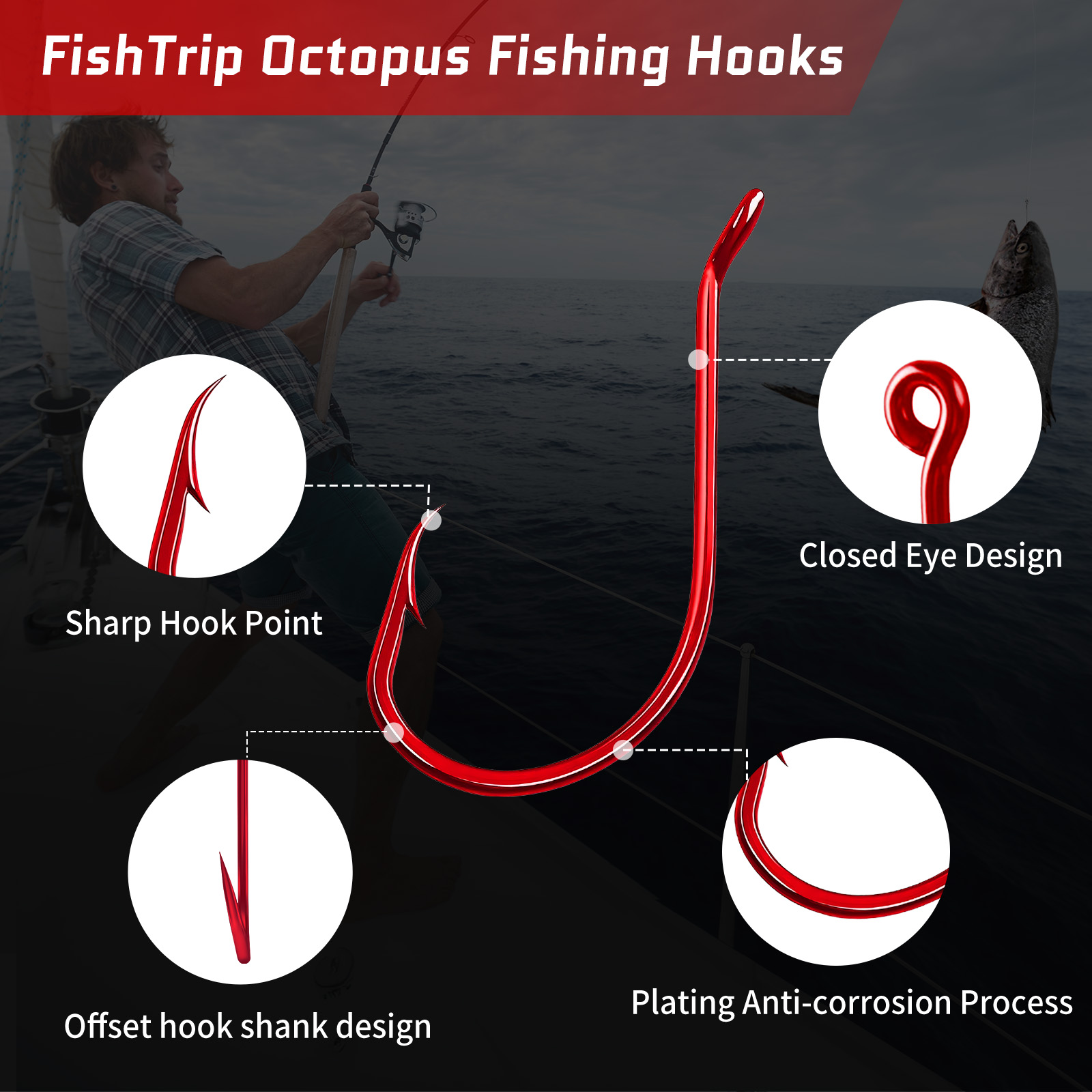 9KM 100Pcs 문어 후크 레드 엑스트라 스트롱 다 - Fishing Hook Assortment 리뷰 및 가격