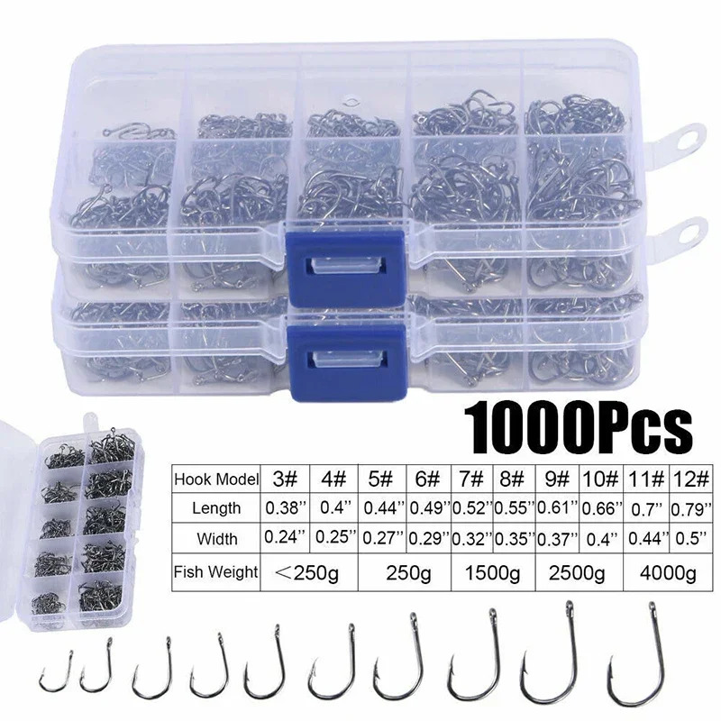 50-1600개/박스 낚시 바늘 탄소강 강력하고 날카로 - Fishing Hook Assortment 리뷰 및 가격