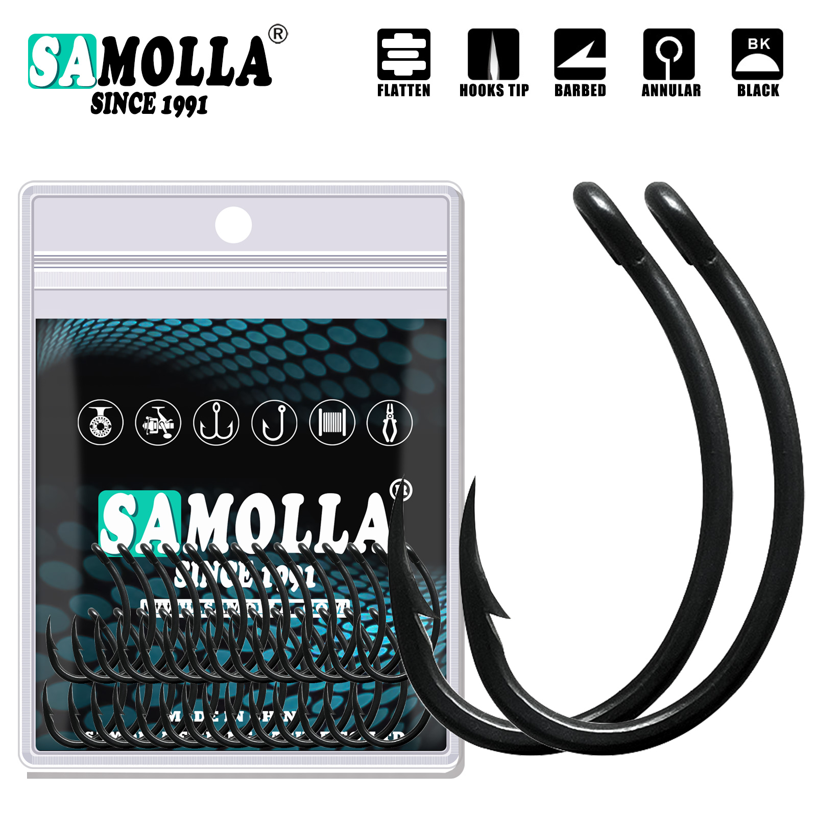 잉어 낚시 후크 PTFE 코팅 고탄소 스테인레스 스틸  - Fishing Hook Offset 리뷰 및 가격